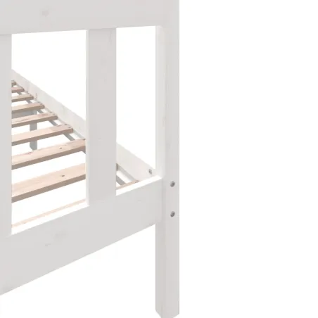 Cadre de lit sans matelas blanc bois massif 160x200 cm