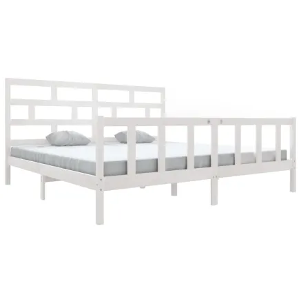 Cadre de lit sans matelas blanc bois de pin massif 2