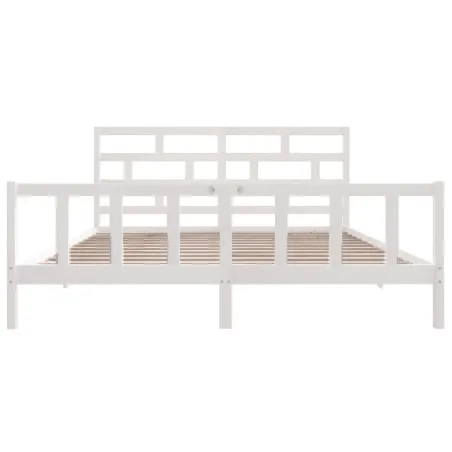 Cadre de lit sans matelas blanc bois de pin massif