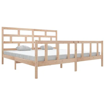 Cadre de lit sans matelas bois massif 200x200 cm 2
