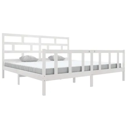 Cadre de lit sans matelas blanc bois massif 200x200 cm 2