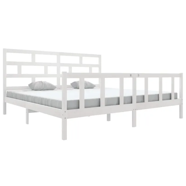 Cadre de lit sans matelas blanc bois massif 200x200 cm
