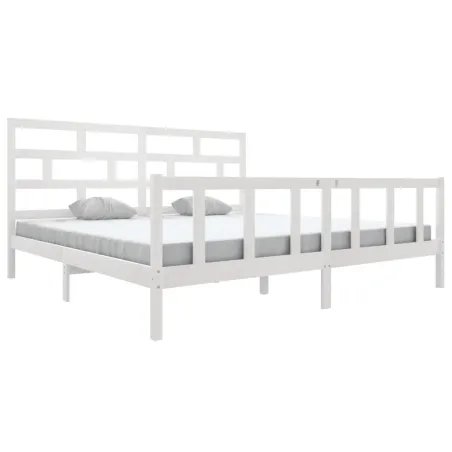 Cadre de lit sans matelas blanc bois massif 200x200 cm