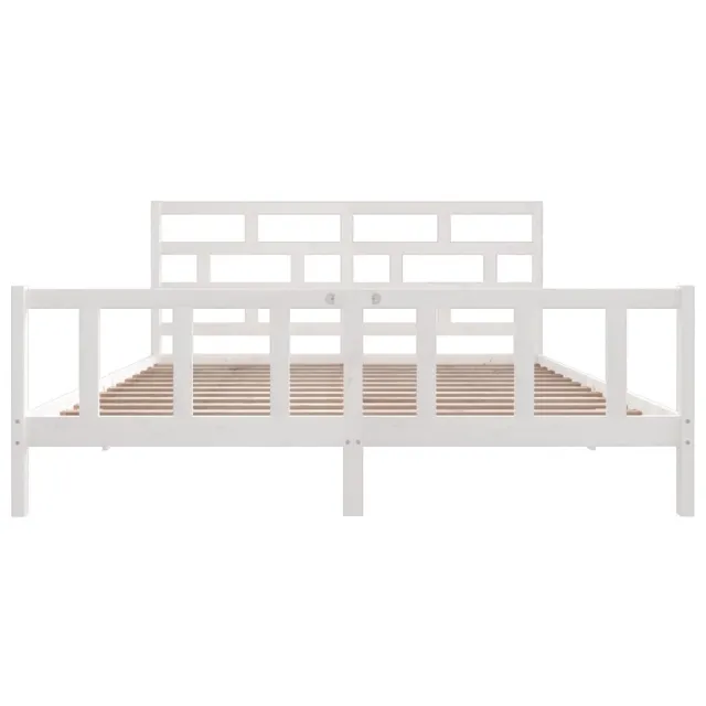 Cadre de lit sans matelas blanc bois massif 200x200 cm