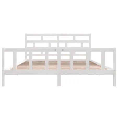 Cadre de lit sans matelas blanc bois massif 200x200 cm