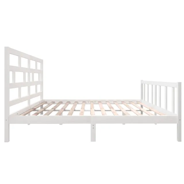 Cadre de lit sans matelas blanc bois massif 200x200 cm