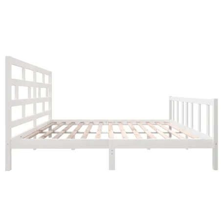 Cadre de lit sans matelas blanc bois massif 200x200 cm