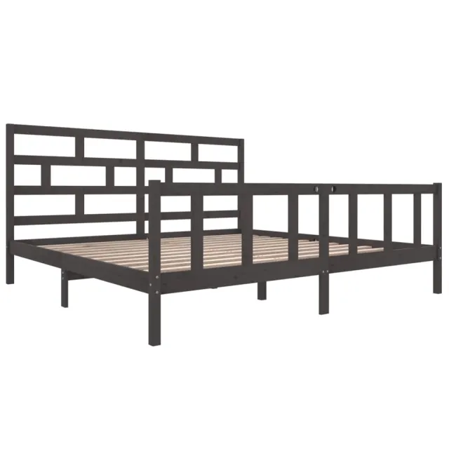 Cadre de lit sans matelas gris bois massif 200x200 cm