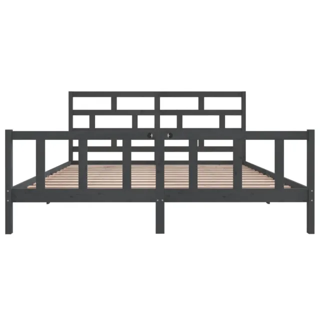 Cadre de lit sans matelas gris bois massif 200x200 cm