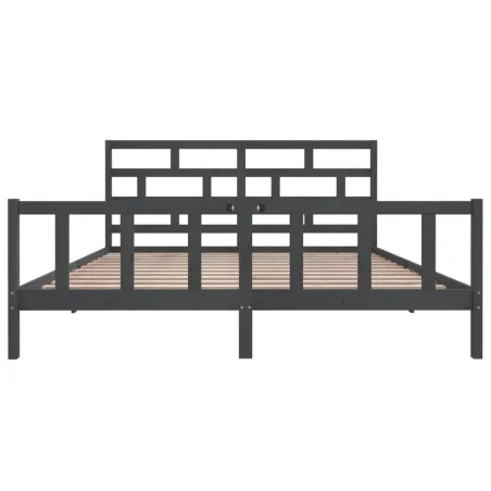 Cadre de lit sans matelas gris bois massif 200x200 cm