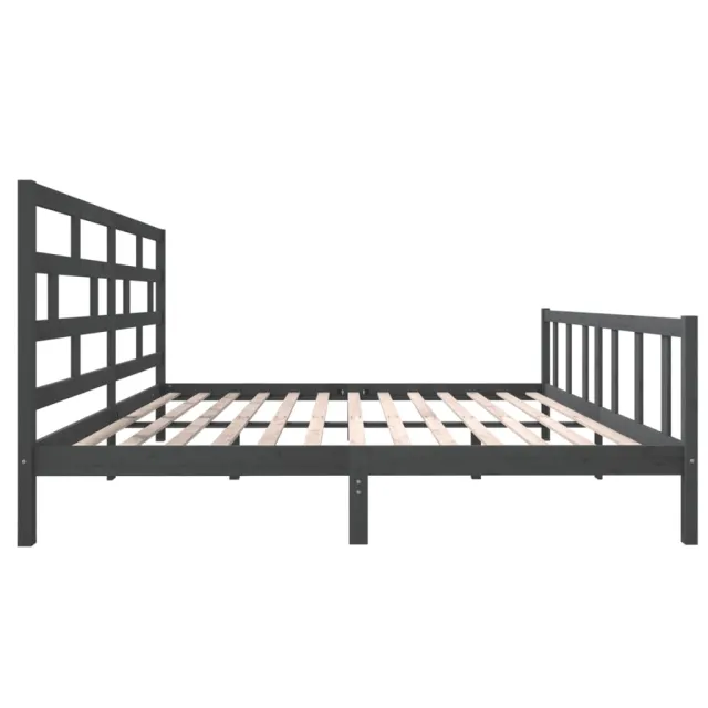 Cadre de lit sans matelas gris bois massif 200x200 cm