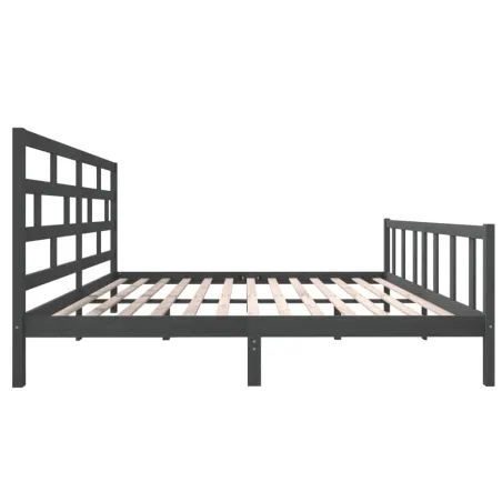 Cadre de lit sans matelas gris bois massif 200x200 cm