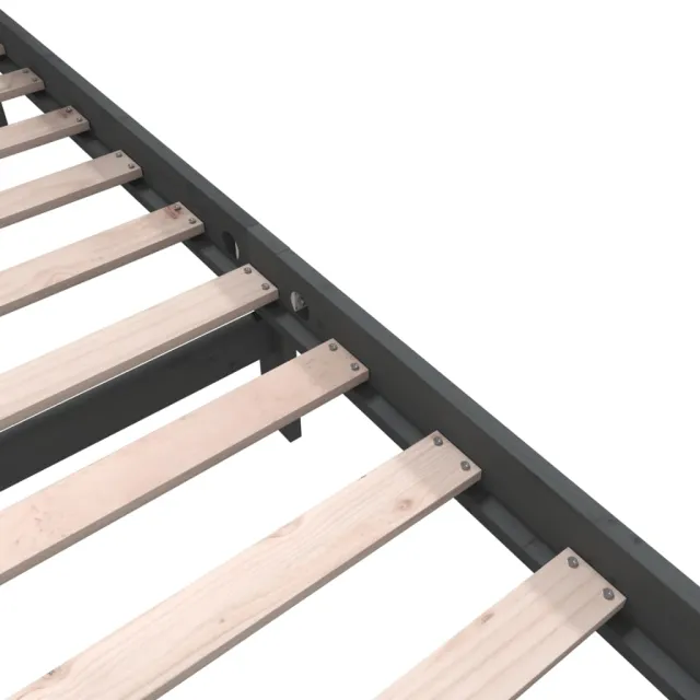 Cadre de lit sans matelas gris bois massif 200x200 cm