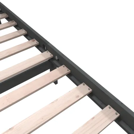 Cadre de lit sans matelas gris bois massif 200x200 cm