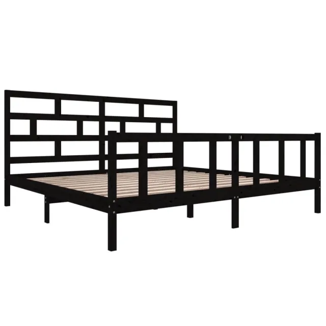 Cadre de lit sans matelas noir bois massif 200x200 cm