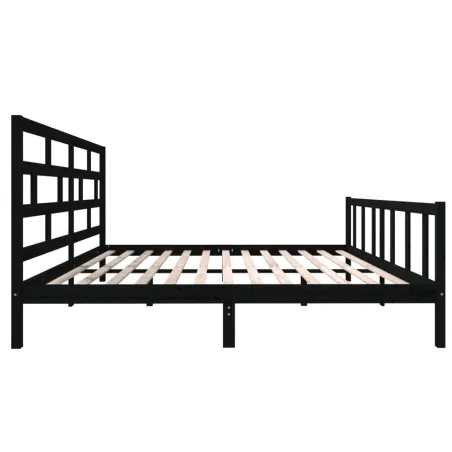 Cadre de lit sans matelas noir bois massif 200x200 cm