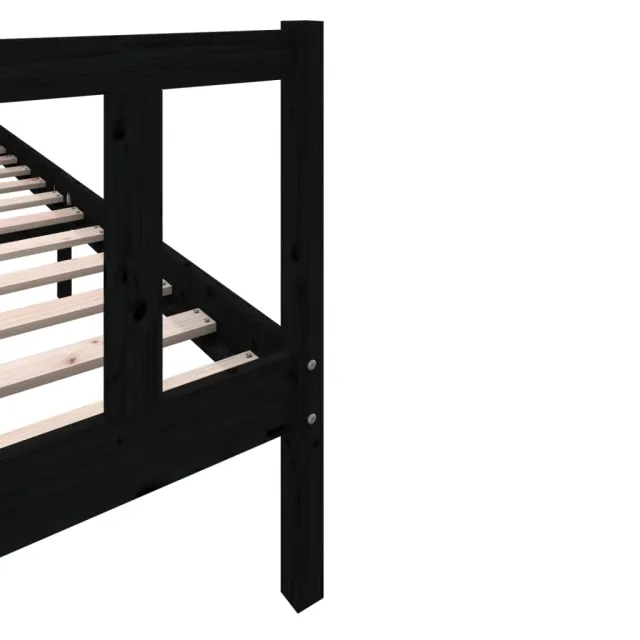 Cadre de lit sans matelas noir bois massif 200x200 cm