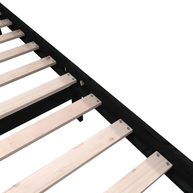 Cadre de lit sans matelas noir bois massif 200x200 cm