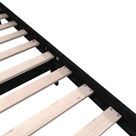 Cadre de lit sans matelas noir bois massif 200x200 cm