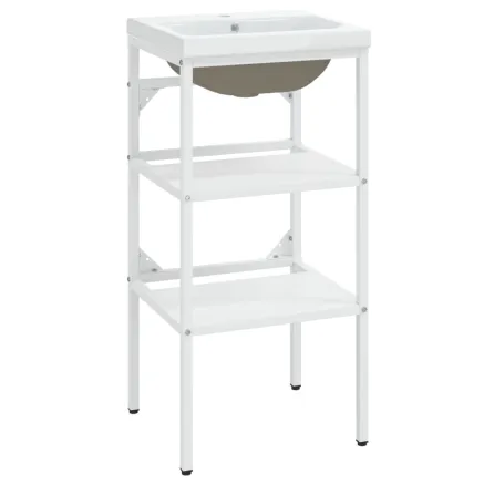 Cadre de lavabo de salle de bain vasque à encastrer Blanc Fer 2