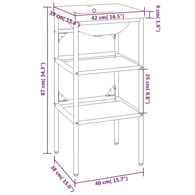 Cadre de lavabo de salle de bain vasque à encastrer Blanc Fer