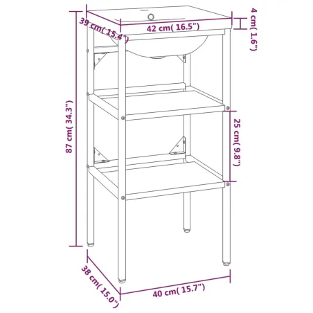 Cadre de lavabo de salle de bain vasque à encastrer Blanc Fer