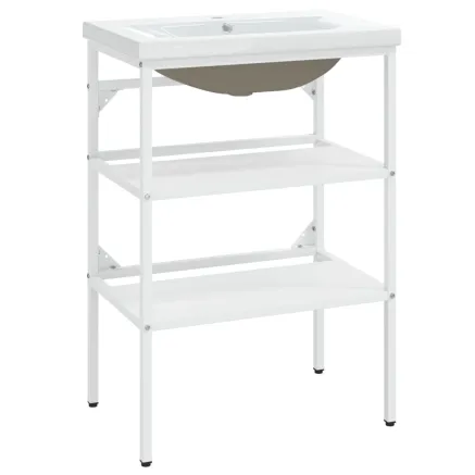 Cadre de lavabo de salle de bain vasque à encastrer Blanc Fer 2