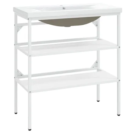 Cadre de lavabo de salle de bain vasque à encastrer Blanc Fer 2