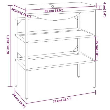 Cadre de lavabo de salle de bain vasque à encastrer Blanc Fer