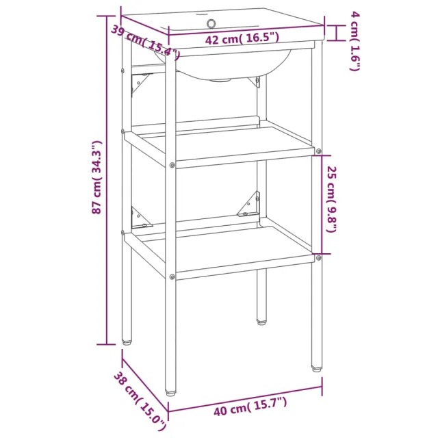 Cadre de lavabo de salle de bain vasque à encastrer Noir Fer