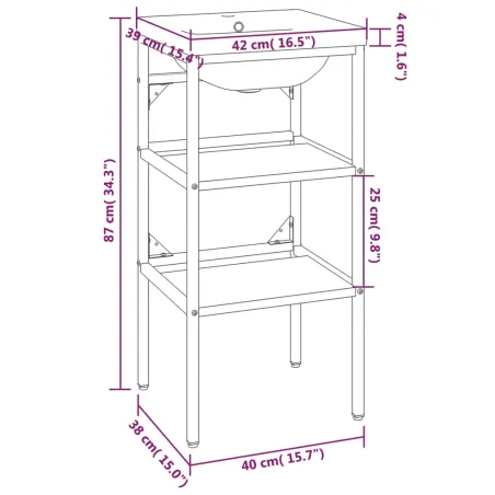 Cadre de lavabo de salle de bain vasque à encastrer Noir Fer
