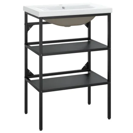 Cadre de lavabo de salle de bain vasque à encastrer Noir Fer 2