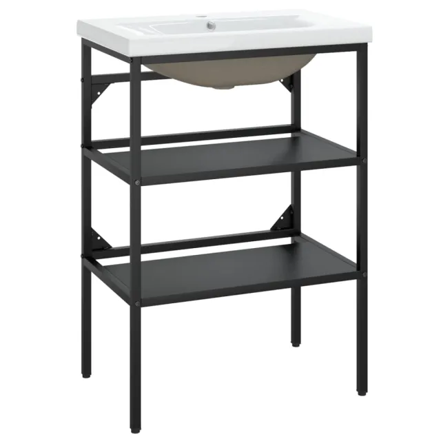 Cadre de lavabo de salle de bain vasque à encastrer Noir Fer