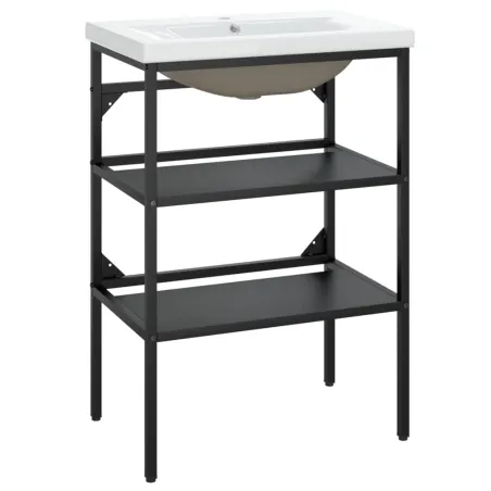 Cadre de lavabo de salle de bain vasque à encastrer Noir Fer