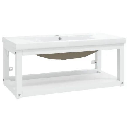 Cadre de lavabo de salle de bain vasque à encastrer Blanc Fer 2