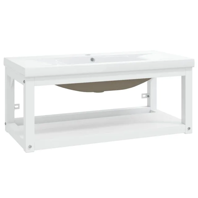 Cadre de lavabo de salle de bain vasque à encastrer Blanc Fer