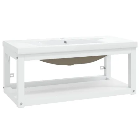 Cadre de lavabo de salle de bain vasque à encastrer Blanc Fer