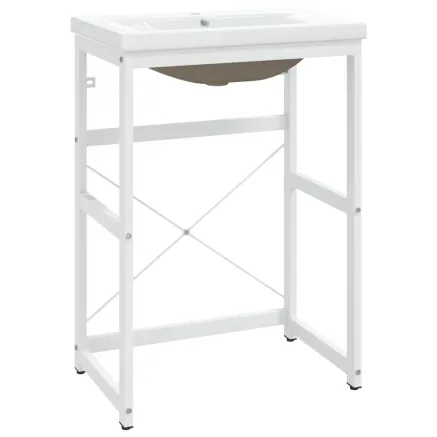 Cadre de lavabo de salle de bain vasque à encastrer Blanc Fer 2