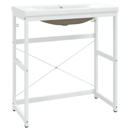 Cadre de lavabo de salle de bain vasque à encastrer Blanc Fer 2