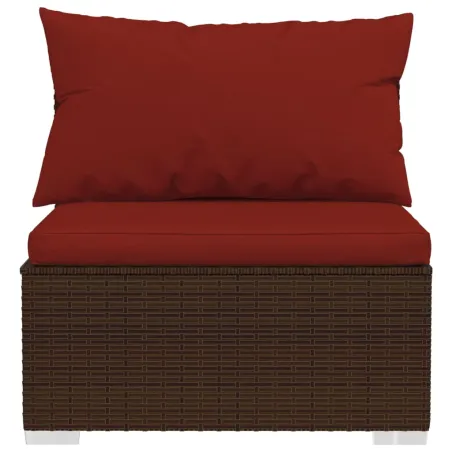 Salon de jardin 2 pcs avec coussins Résine tressée Marron