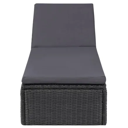 Chaise longue Résine tressée Noir et gris foncé 2