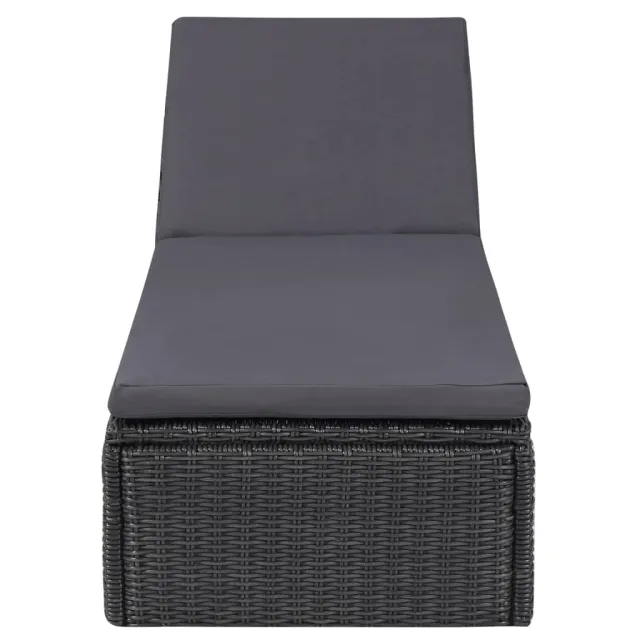 Chaise longue Résine tressée Noir et gris foncé