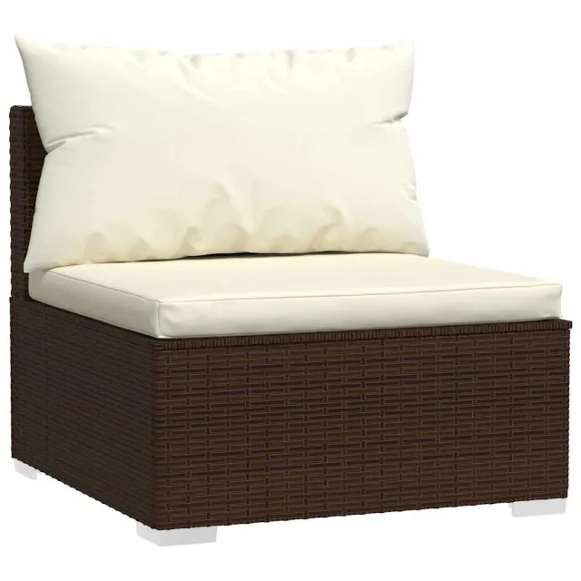 Salon de jardin 5 pcs avec coussins Résine tressée Marron