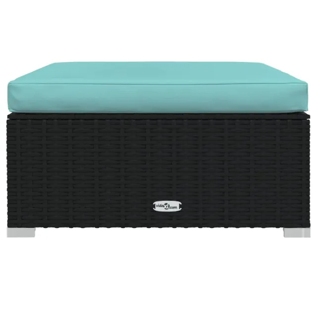 Salon de jardin 9 pcs avec coussins Noir Résine tressée