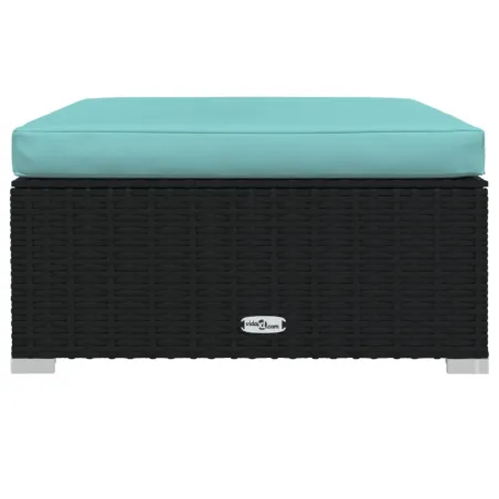 Salon de jardin 9 pcs avec coussins Noir Résine tressée