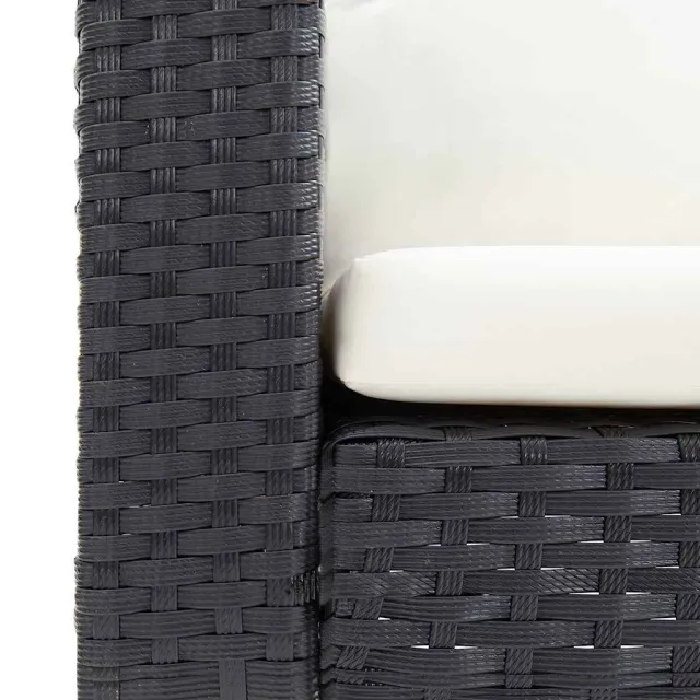Canapé de jardin à 3 places avec coussins Résine tressée Noir