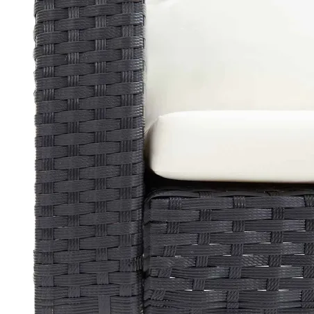 Canapé de jardin à 3 places avec coussins Résine tressée Noir