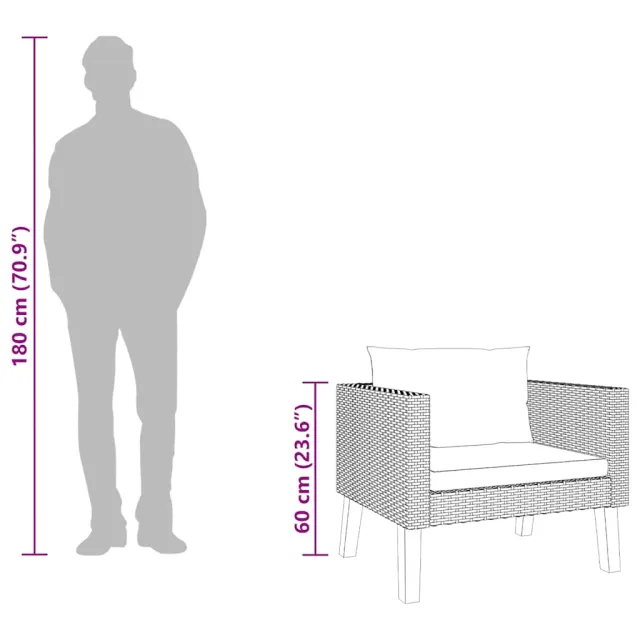 Canapé simple de jardin avec coussins Résine tressée Beige