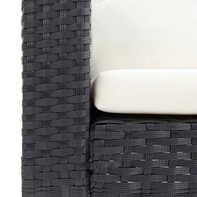 Canapé simple de jardin avec coussins Résine tressée Noir