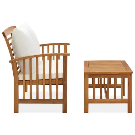 Salon de jardin 2 pcs avec coussins bois d'acacia solide 2